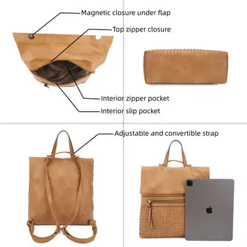 Helena Woven Flap Backpack