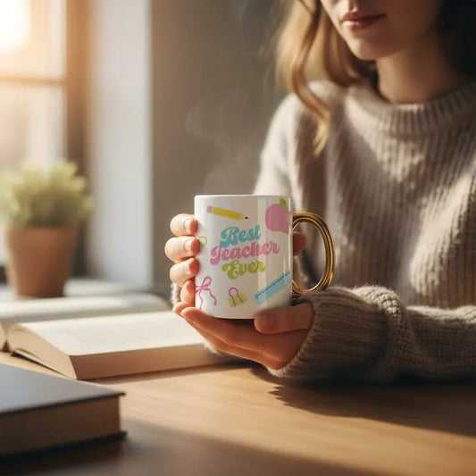 11 oz Cozy Cute Ceramic Mug–Best Teacher Ever