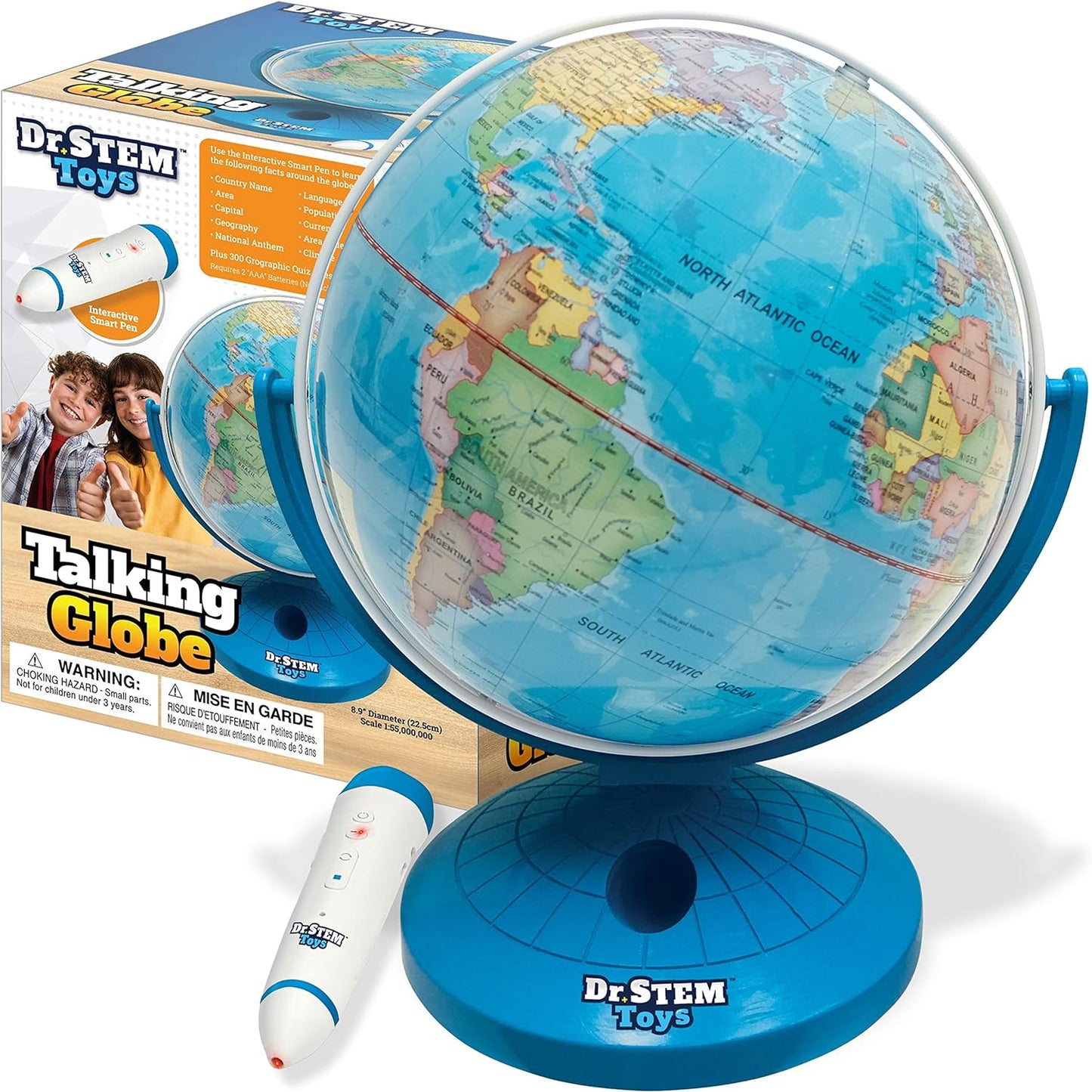 Dr. STEM Toys Talking World Globe with Interactive Stylus Pen and Stand