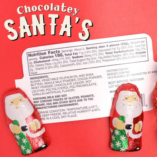 Mini Chocolatey Christmas Santas, Foil Wrapped in Mesh Bag