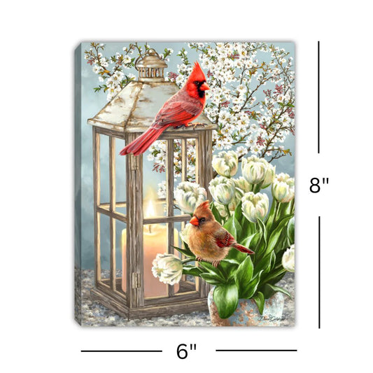 Sweet Cardinals 8x6 Lighted Tabletop Canvas
