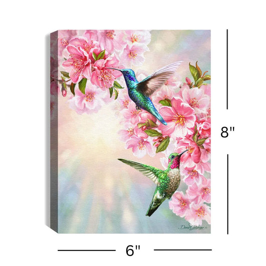 Hummingbirds in Spring 8x6 Lighted Tabletop Canvas