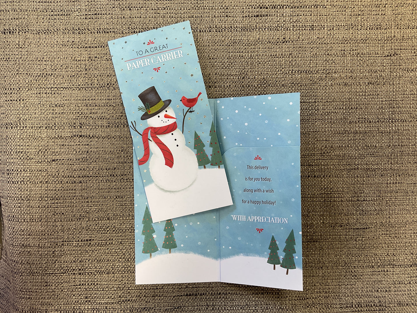 Paper Carrier Gift Card/ Money Holder Christmas Card
