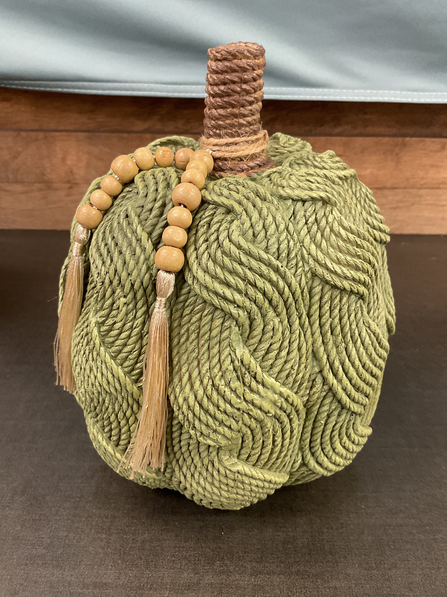 Woven Ceramic Pumpkin with Beaded Tassles