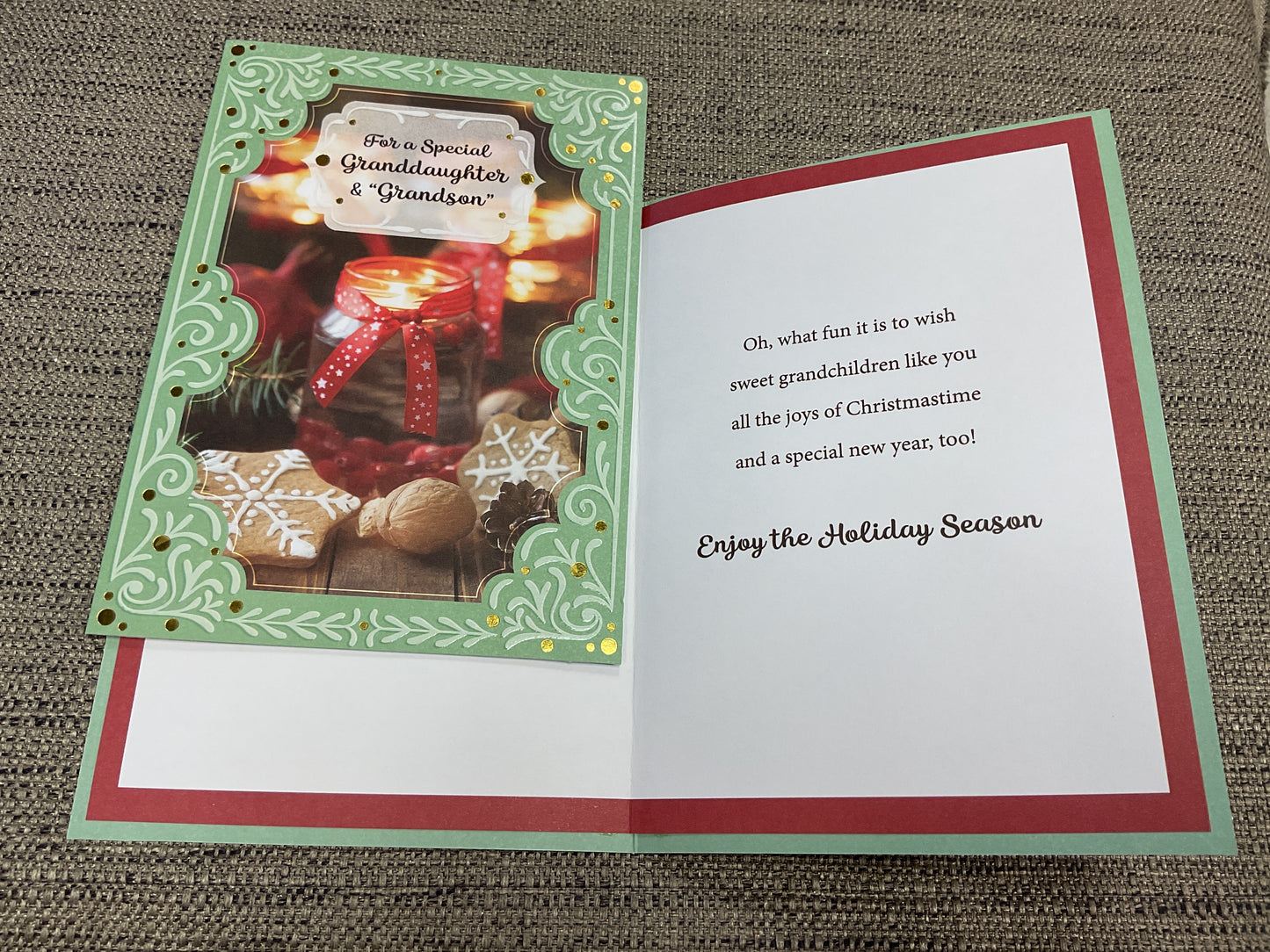 Granddaughter And Grandson Christmas Card