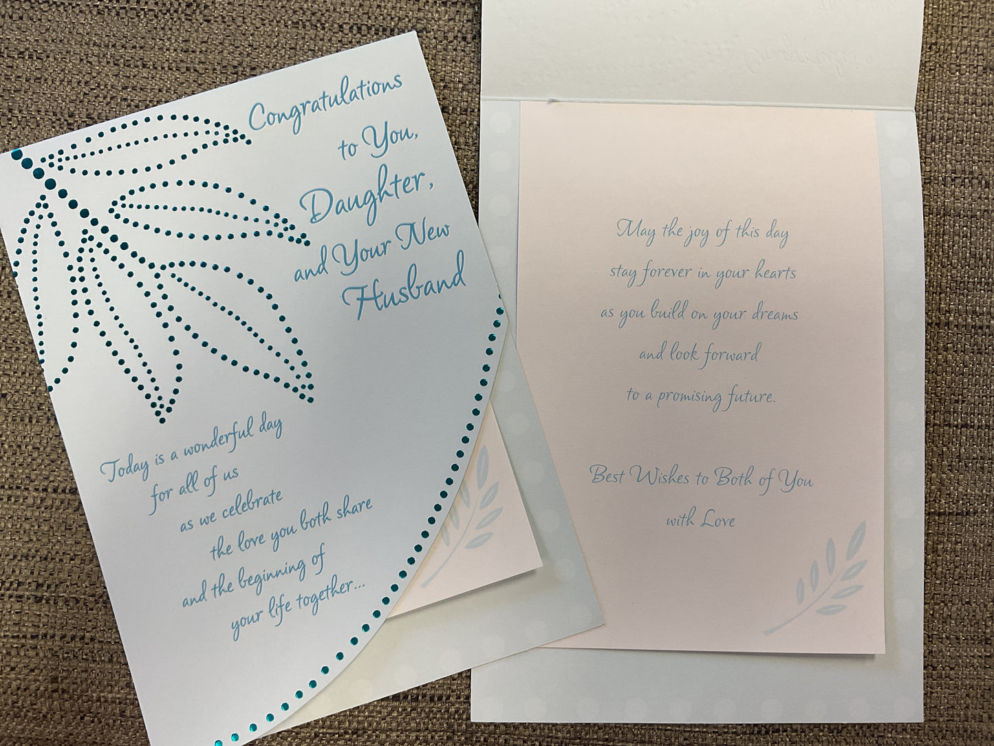 Daughter and Husband Wedding Card