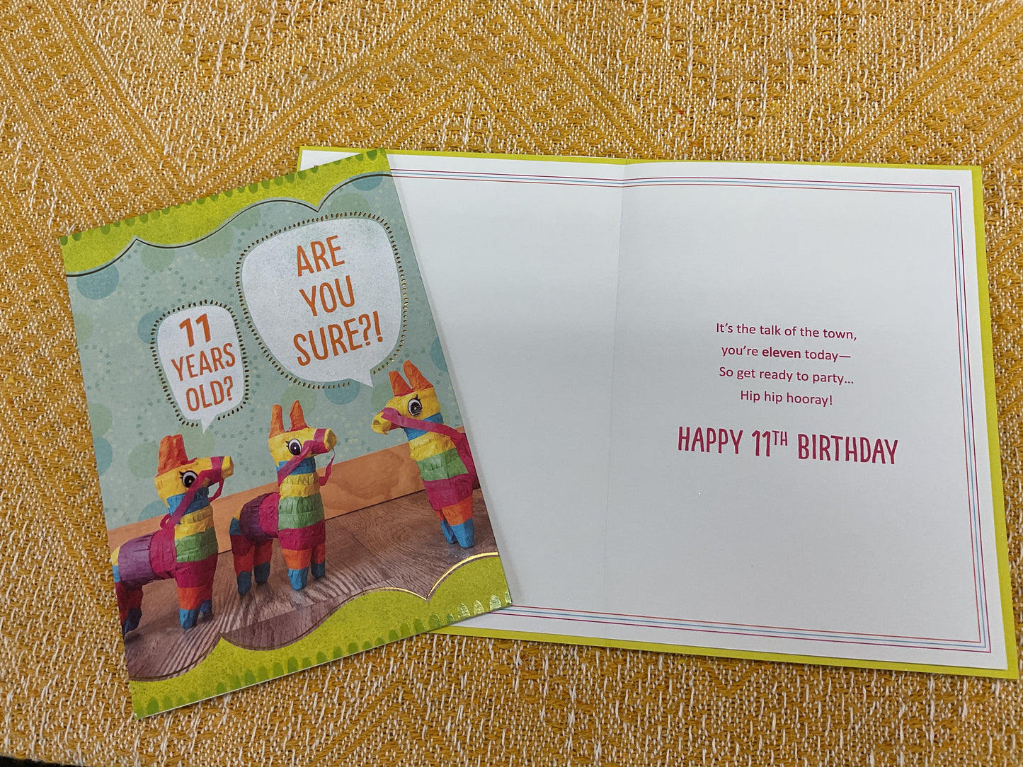 Birthday card, girl, 11th birthday