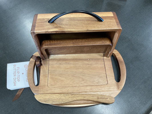 Wood Butterie Flip-Top Butter Dish