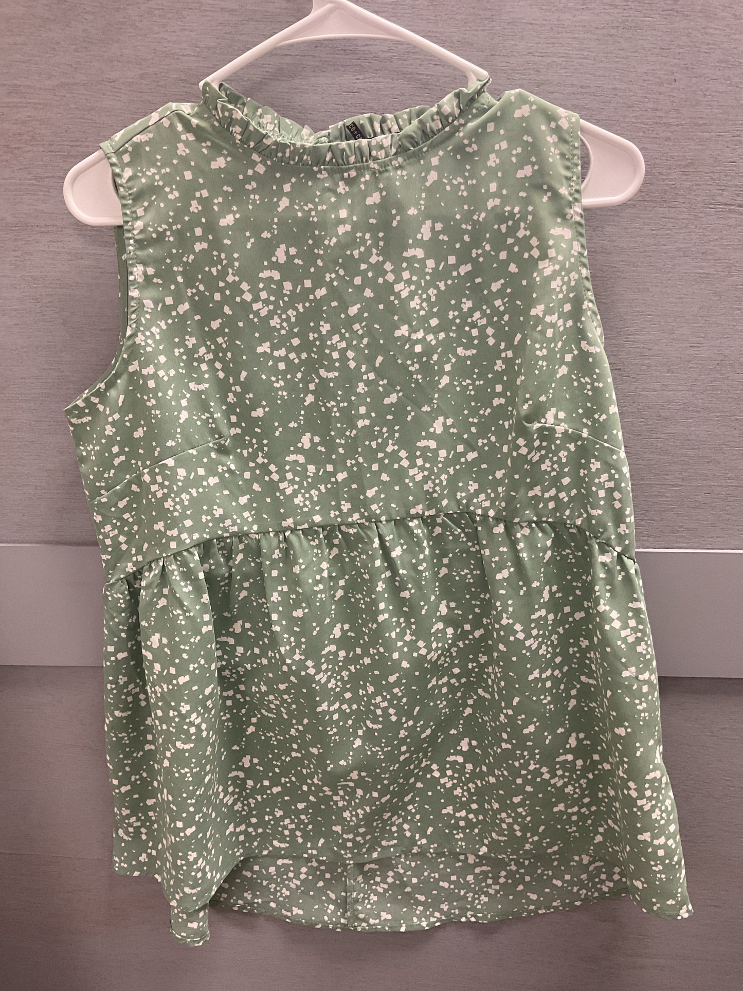 Green Sleeveless Peplum Top