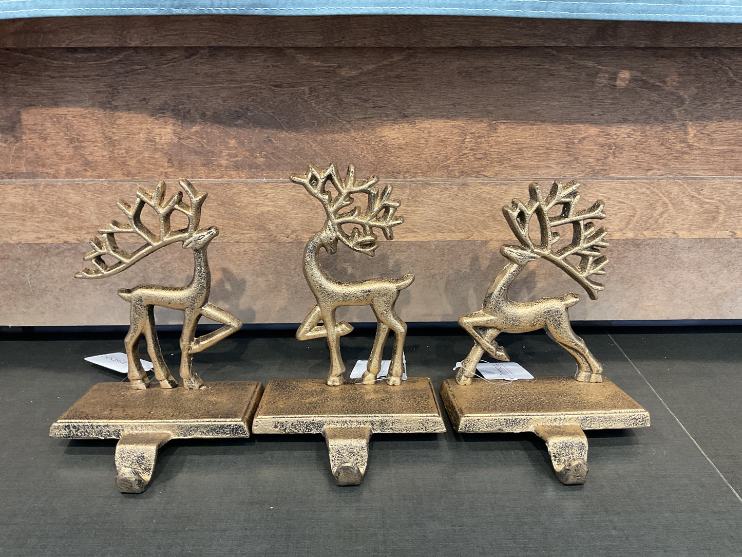Cast Iron Reindeer Stocking Holder 3 Asst