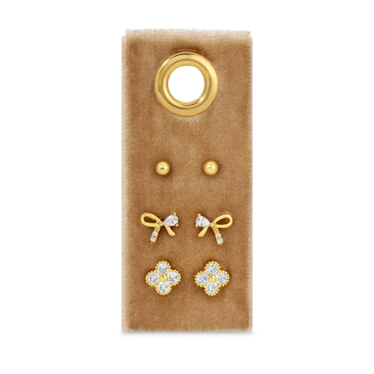 Set/3 Bow Accented Stud Earring Set