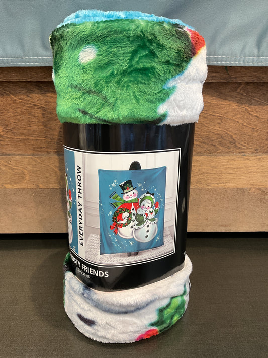 Vintage Snowman Christmas Throw Blanket