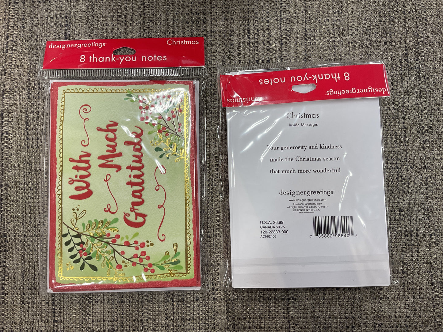 8 Ct Christmas Thank You Cards