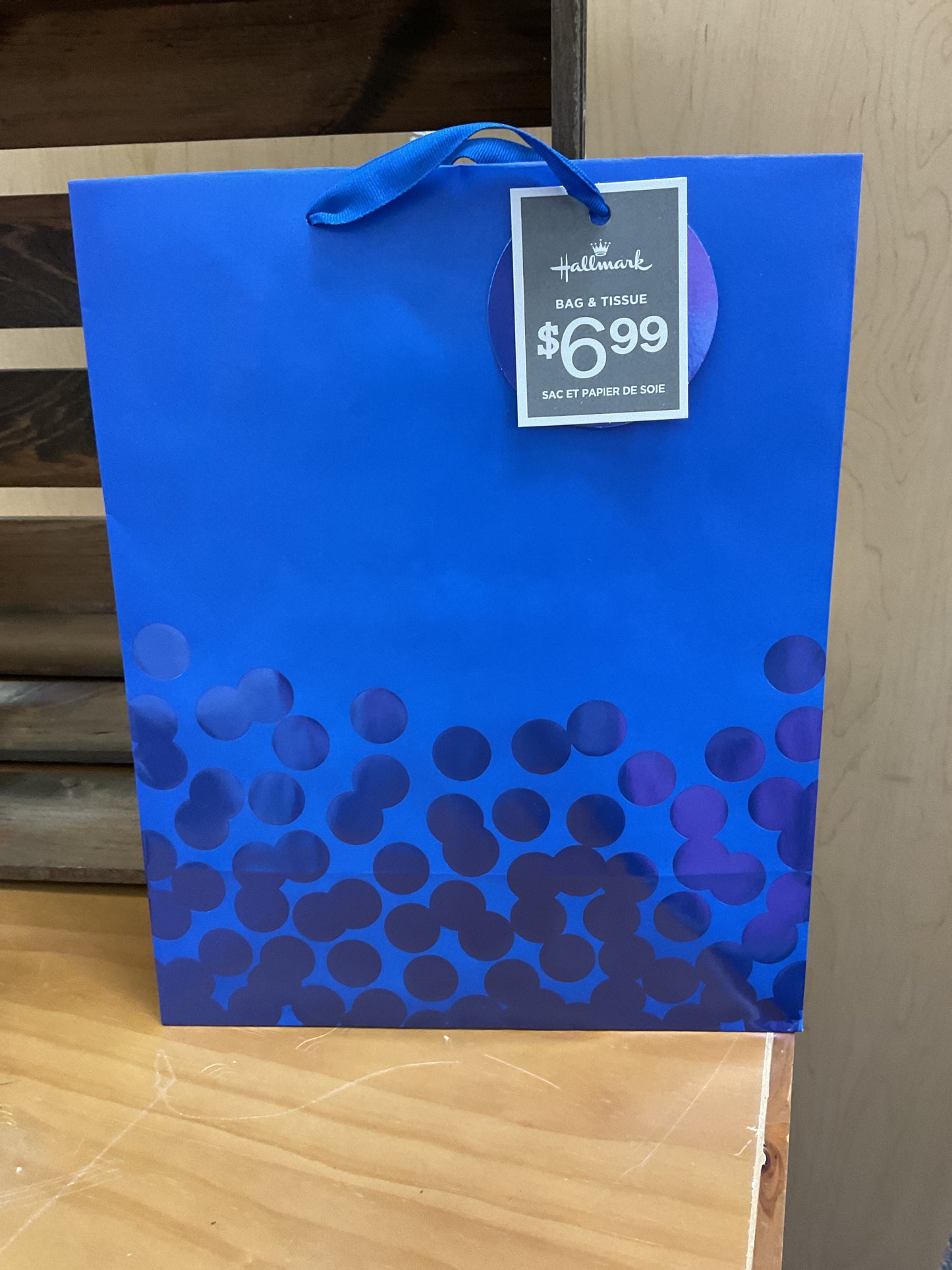 Large Blue Polkadot Gift Bag