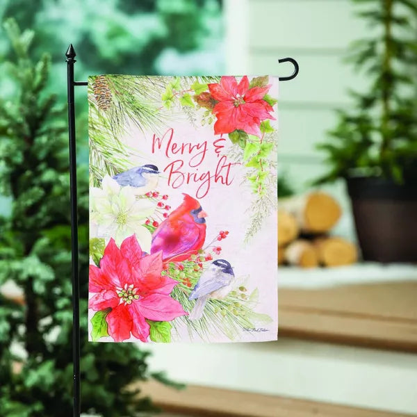 Merry and Bright Cardinal Suede Garden Flag