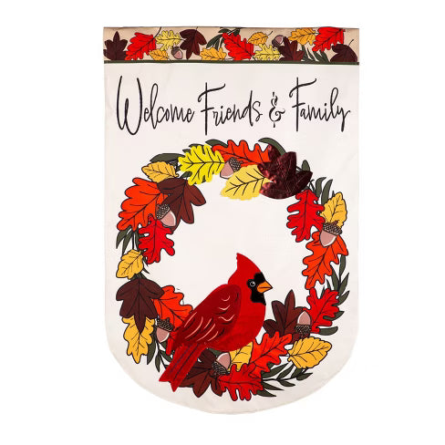 Welcome Friends & Family Cardinal Applique Garden Banner