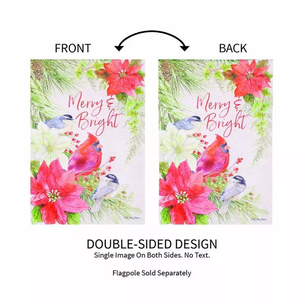 Merry and Bright Cardinal Suede Garden Flag