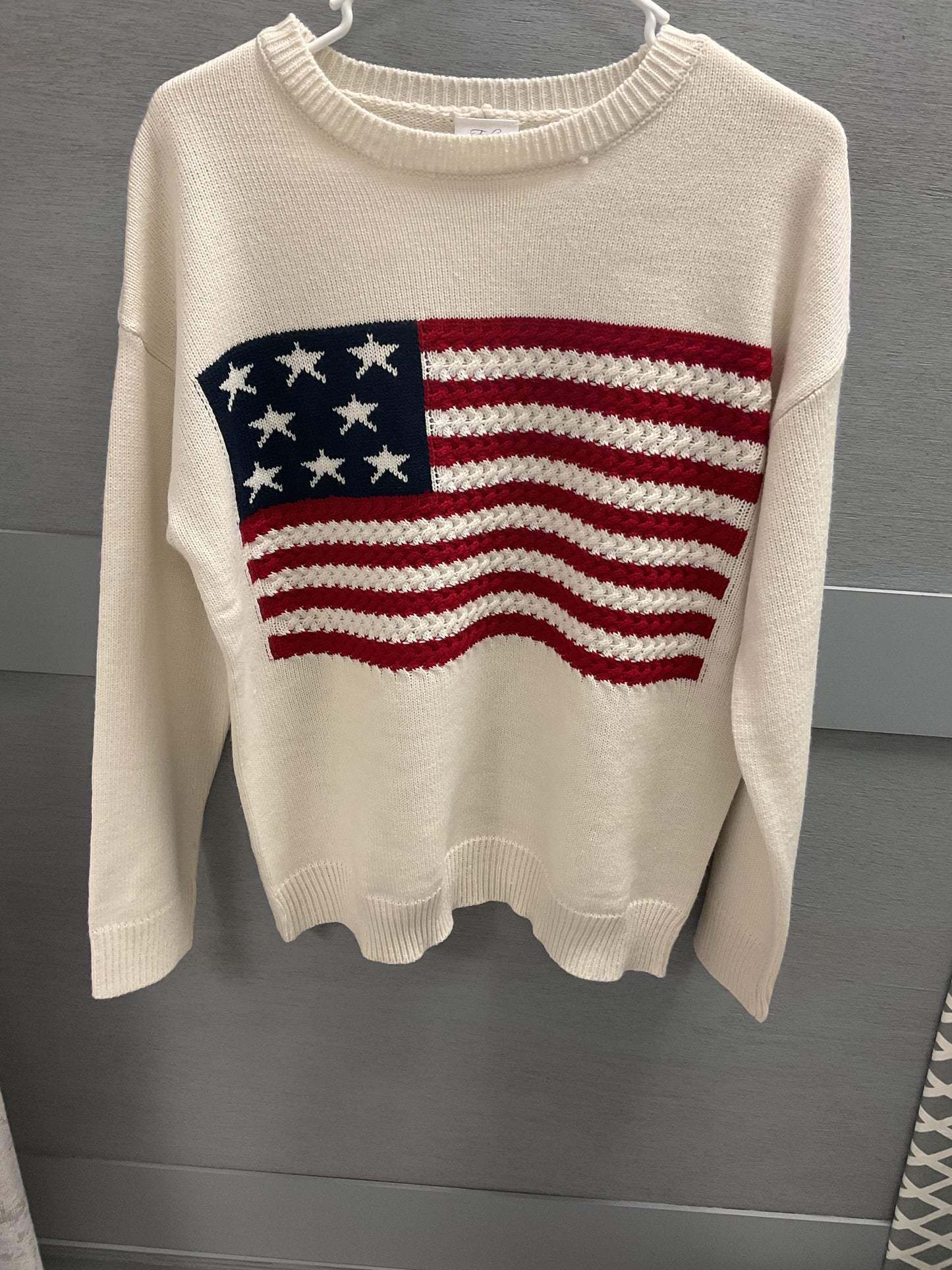 Amelia American Flag Crochet Sweater