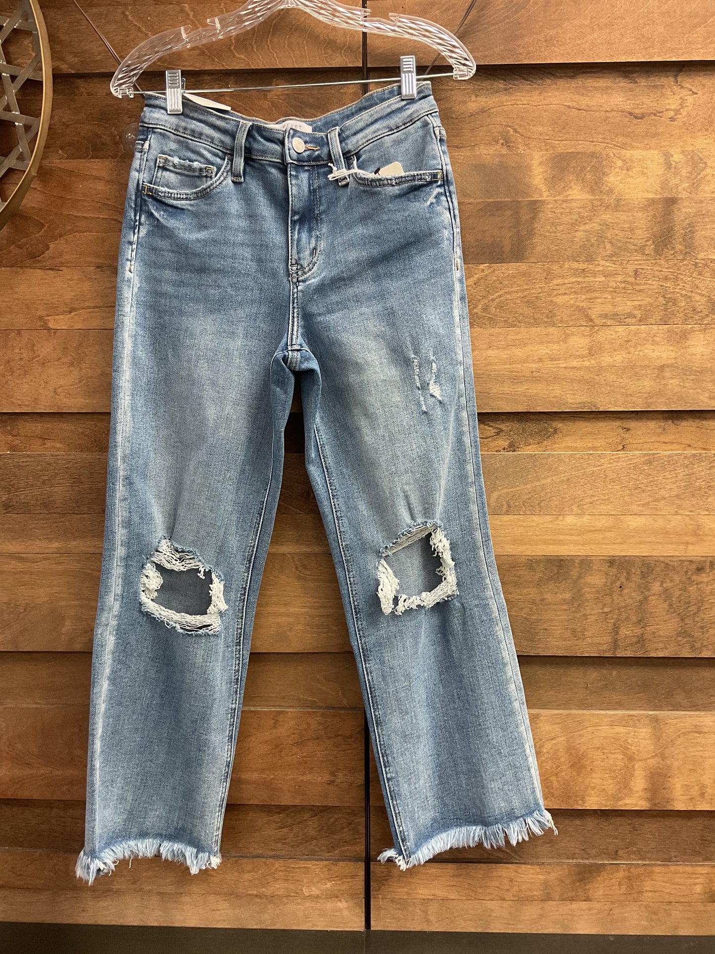 High Rise Crop Slim Wide Jean