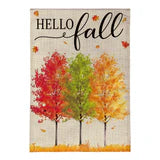 Hello Fall Autumn Trees Burlap Flag
