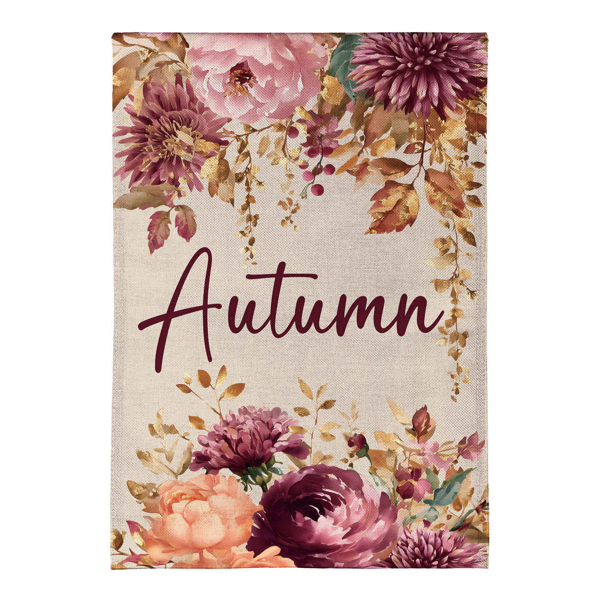 Autumn Florals Burlap Flag