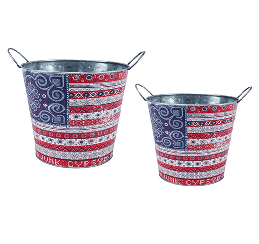 Americana BOHO Metal Planter
