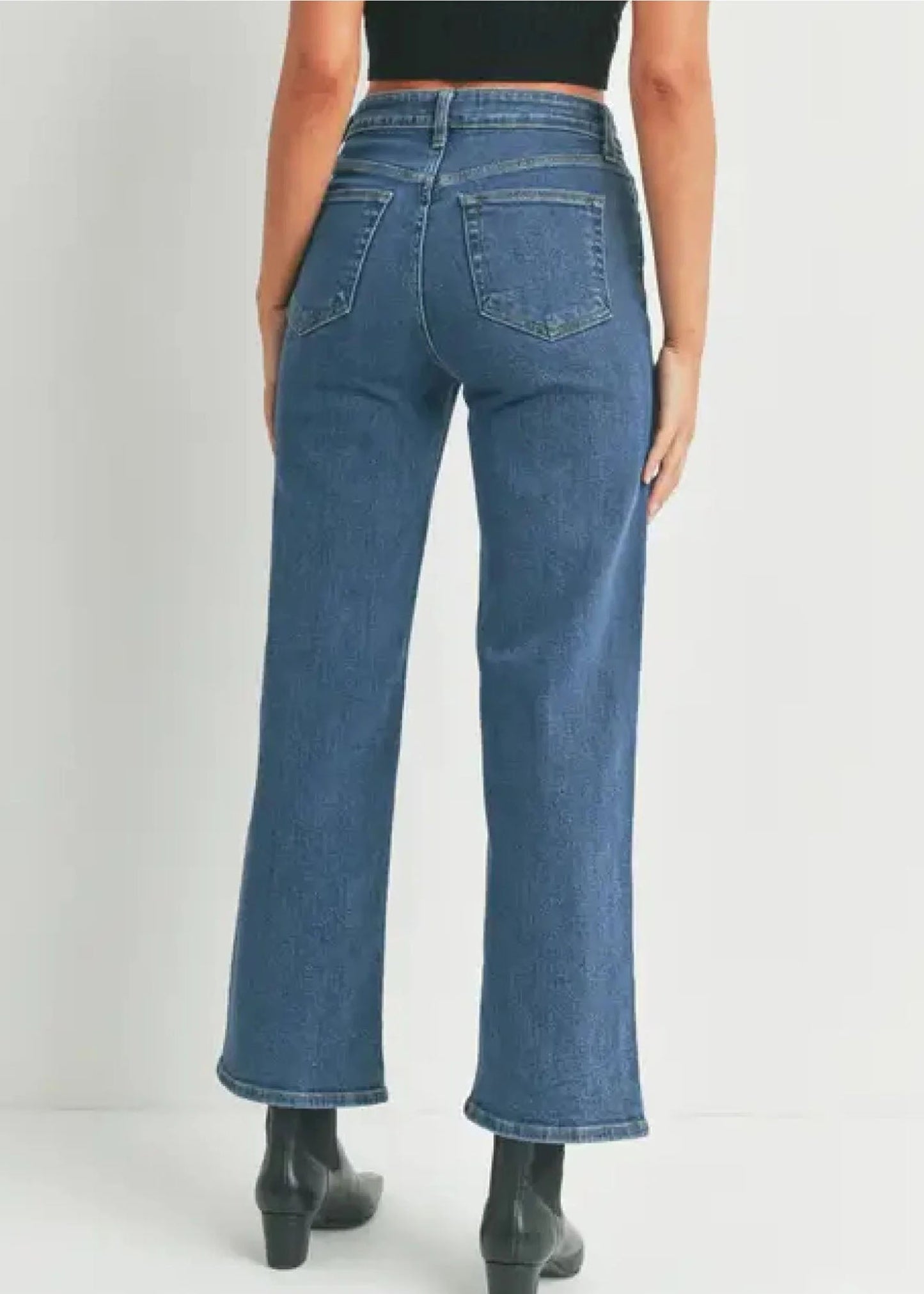 Full Length Straight Dark Denim Jeans