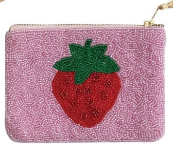 Beaded Cotton Zip Pouches