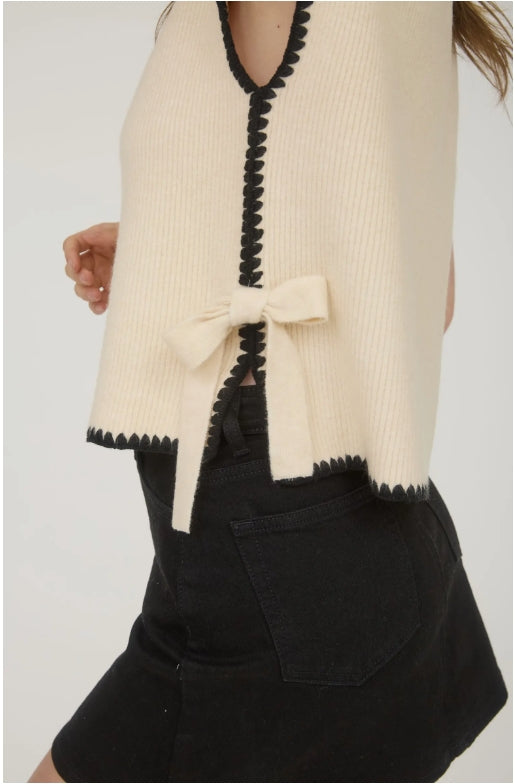 Side Bow Cap Sleeve Sweater