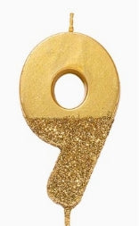 Gold Glitter Number Candle Starter Set