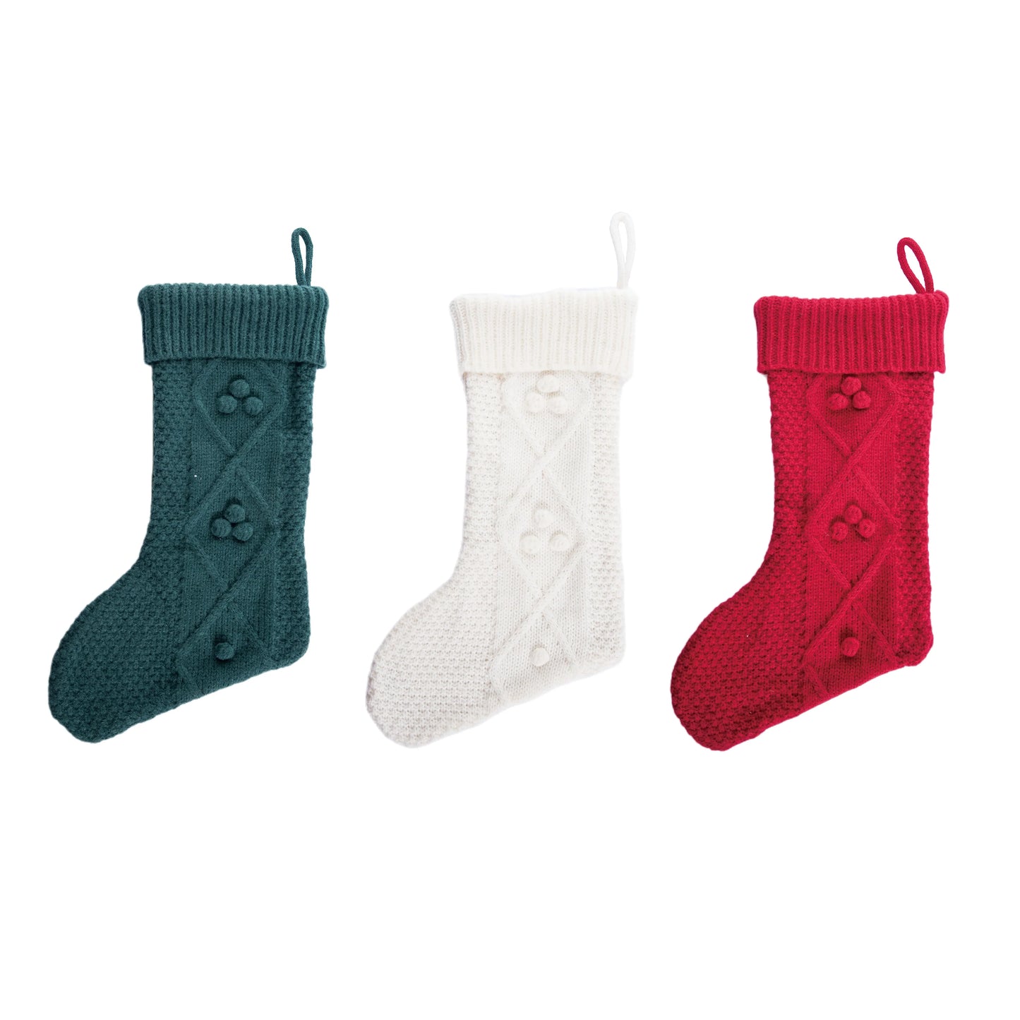 Fabric Traditional Knit Stocking 3 Asst