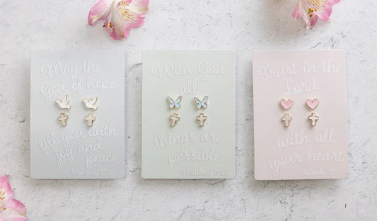 Spiritual Enamel Earring Stud Set of 2