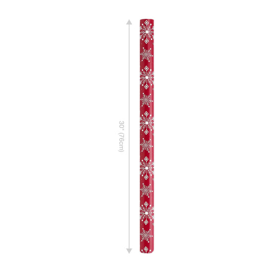 30" X 10’ Holiday Reversible Wrapping Paper | Assorted Snowflake On Red/Multi Candy Cane
