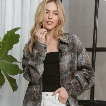 Plaid Light Washed Denim Shirt