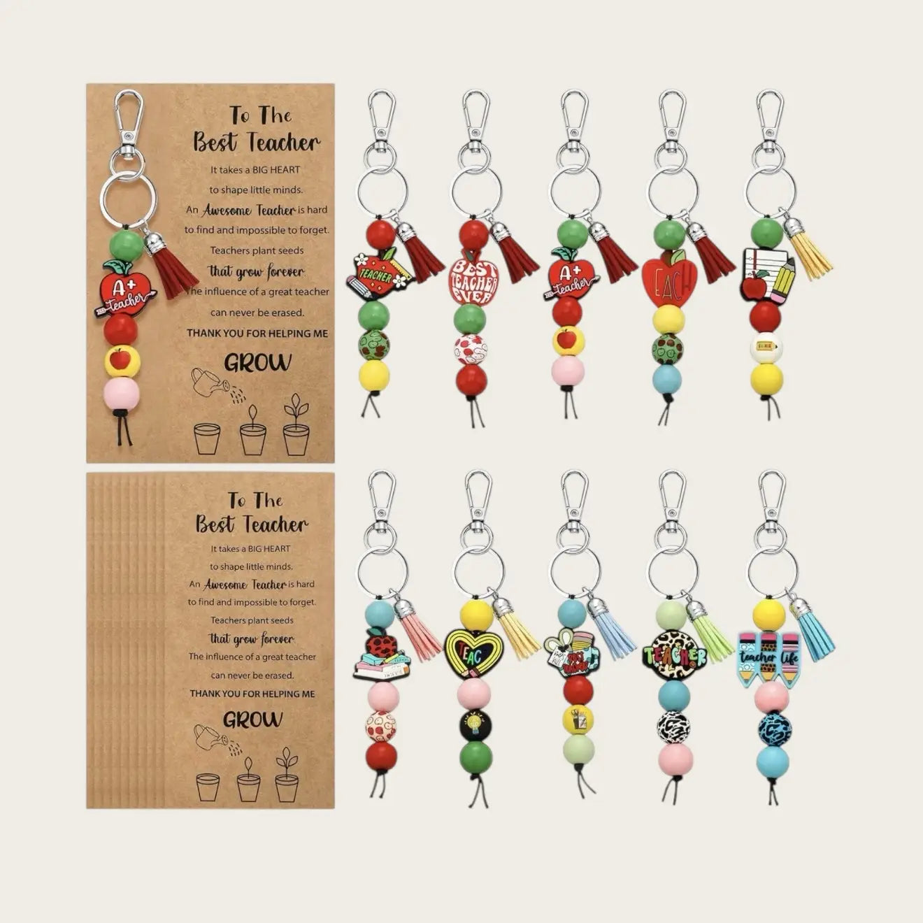 Teacher Theme Charm Keychains