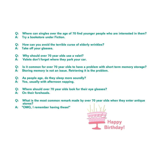 Humor 70th Birthday Card