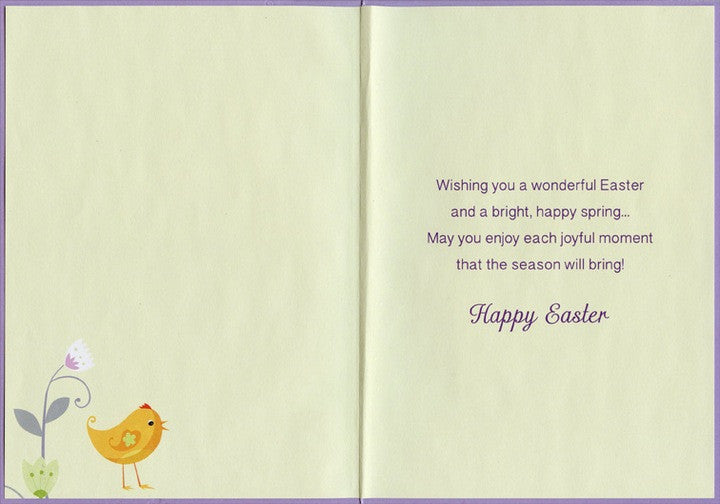 Chick in Flower Bed Thinking of You Easter Card