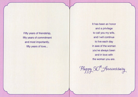 50th Wife Anniversary Card