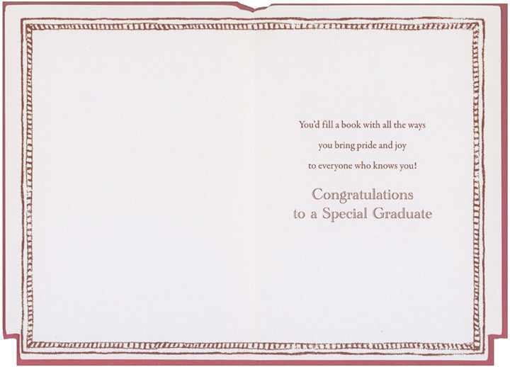 Red Textured Book : Gold Foil Accents Die Cut High School Graduation Congratulations Card