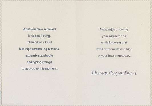 White Column and Green Banner Doctorate Graduation Congratulations Card
