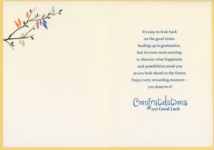 Colorful Leafy Background : Gold Foil Branches Graduation Congratulations Card from All of Us