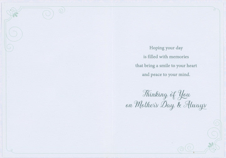 Wishing You Peace Yellow Flowers, Blue Banner and Thin Lined Gold Foil Border Mother's Day Sympathy Card