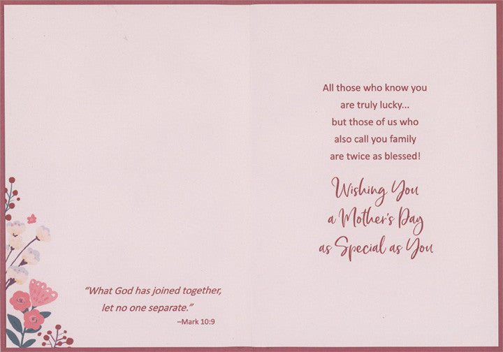 For You Aunt: Pink, Red and Sparkling Flowers on Light Blue Background Religious Mother's Day Card