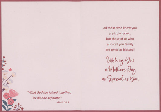 For You Aunt: Pink, Red and Sparkling Flowers on Light Blue Background Religious Mother's Day Card