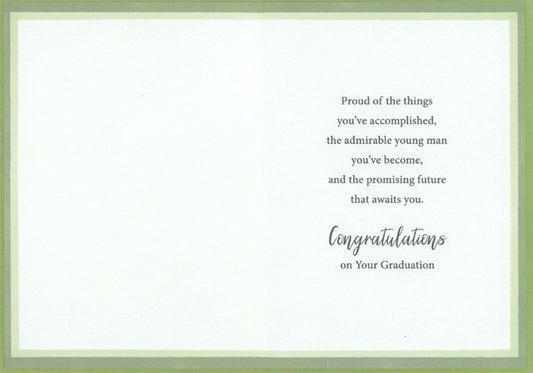 Light and Dark Green Leaves Graduation Congratulations Card for Young Man