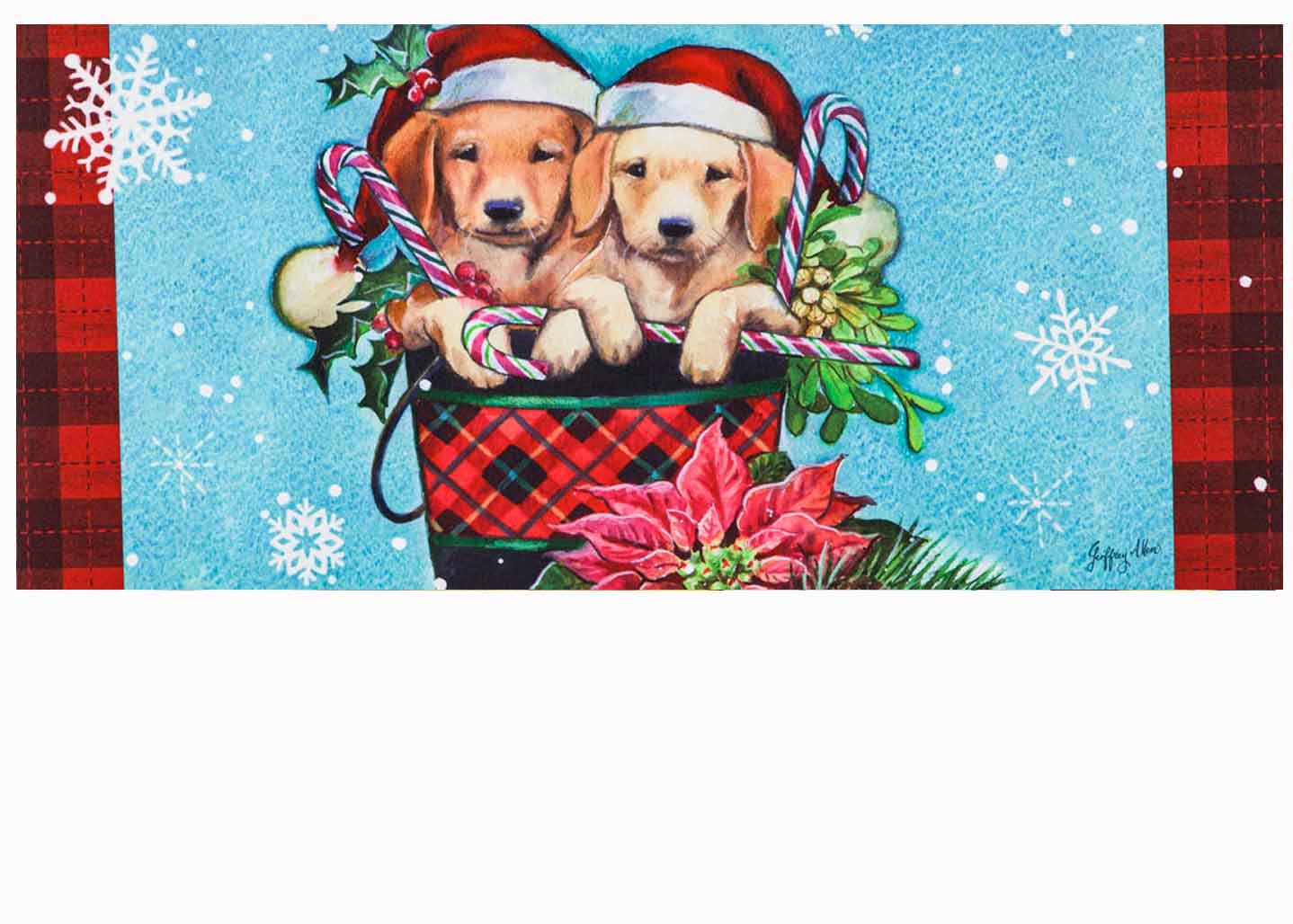 Christmas Puppy Bucket Sassafras Mat
