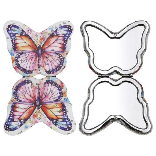 Butterfly Floral Compact Cosmetic Mirror