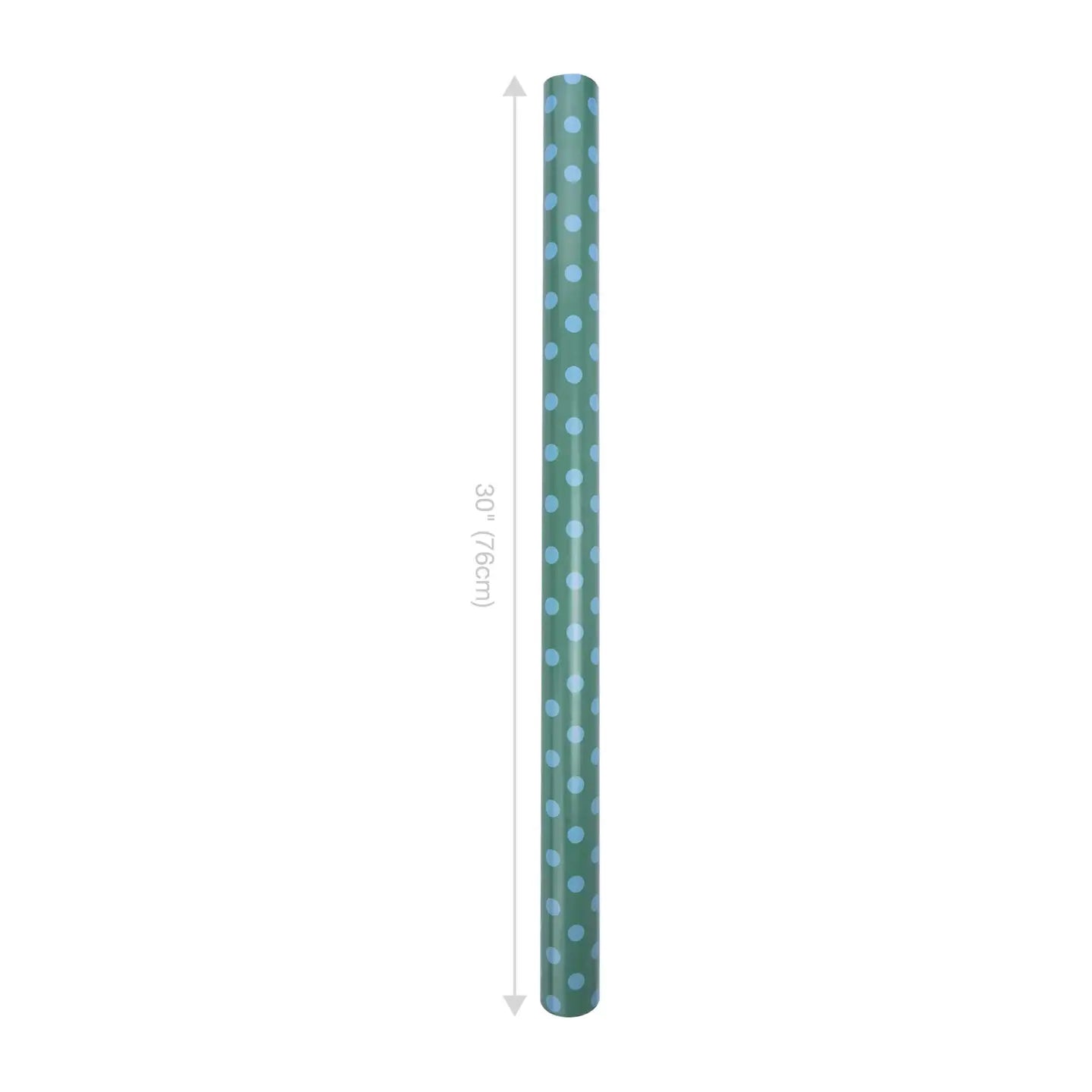 30" X 10' Reversible Holiday Wrapping Paper | White Dot On Green/Watercolor Plaid