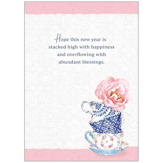 Stacked Tea Cups Birthday Card