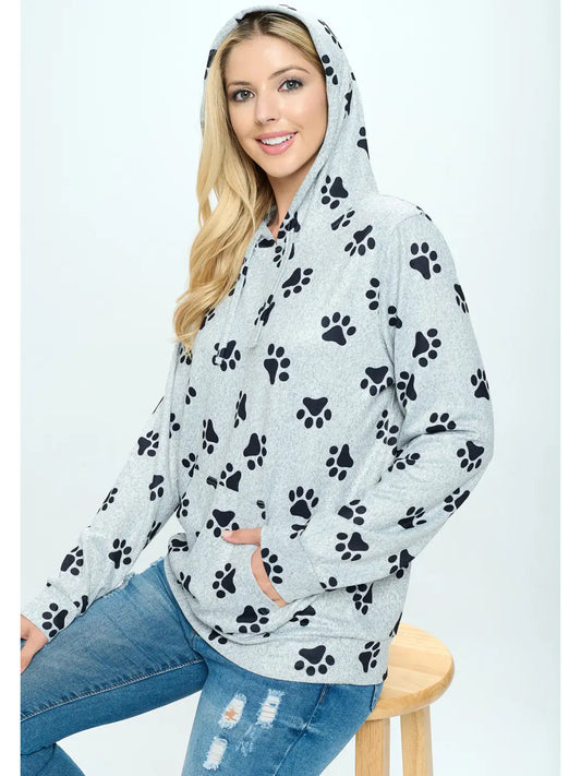 Paw Print Pullover Hoodie